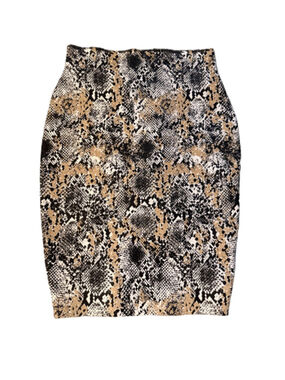Women's Shinestar Black Beige Snake Print Pencil Skirt S
